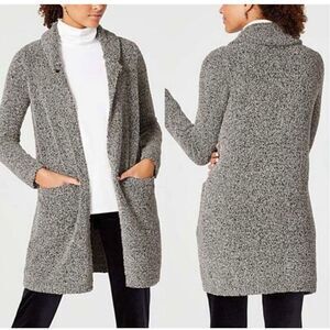 J. Jill Purejill Long Shawl Collar Gray Marled Knit Duster Cardigan Sweater XLP